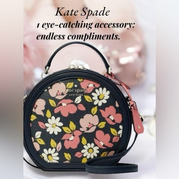 Kate Spade NWT Blue Multi Traveler Road Trip Floral Print Round Crossbody Bag - Picture 1 of 9